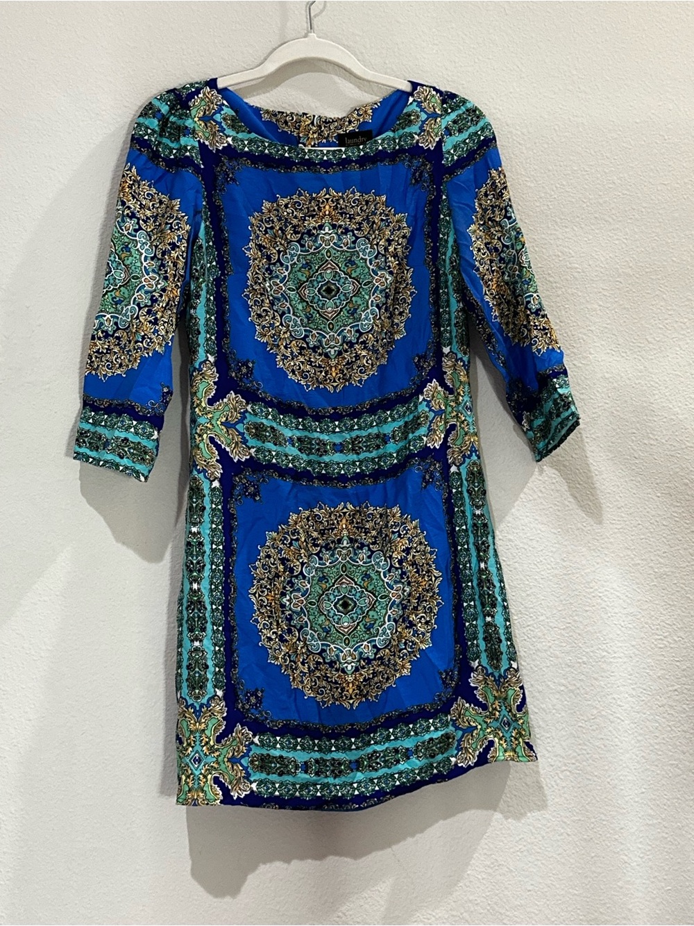Blue Patterned Medallion Shift Dress / Laundry by Shelli Segal